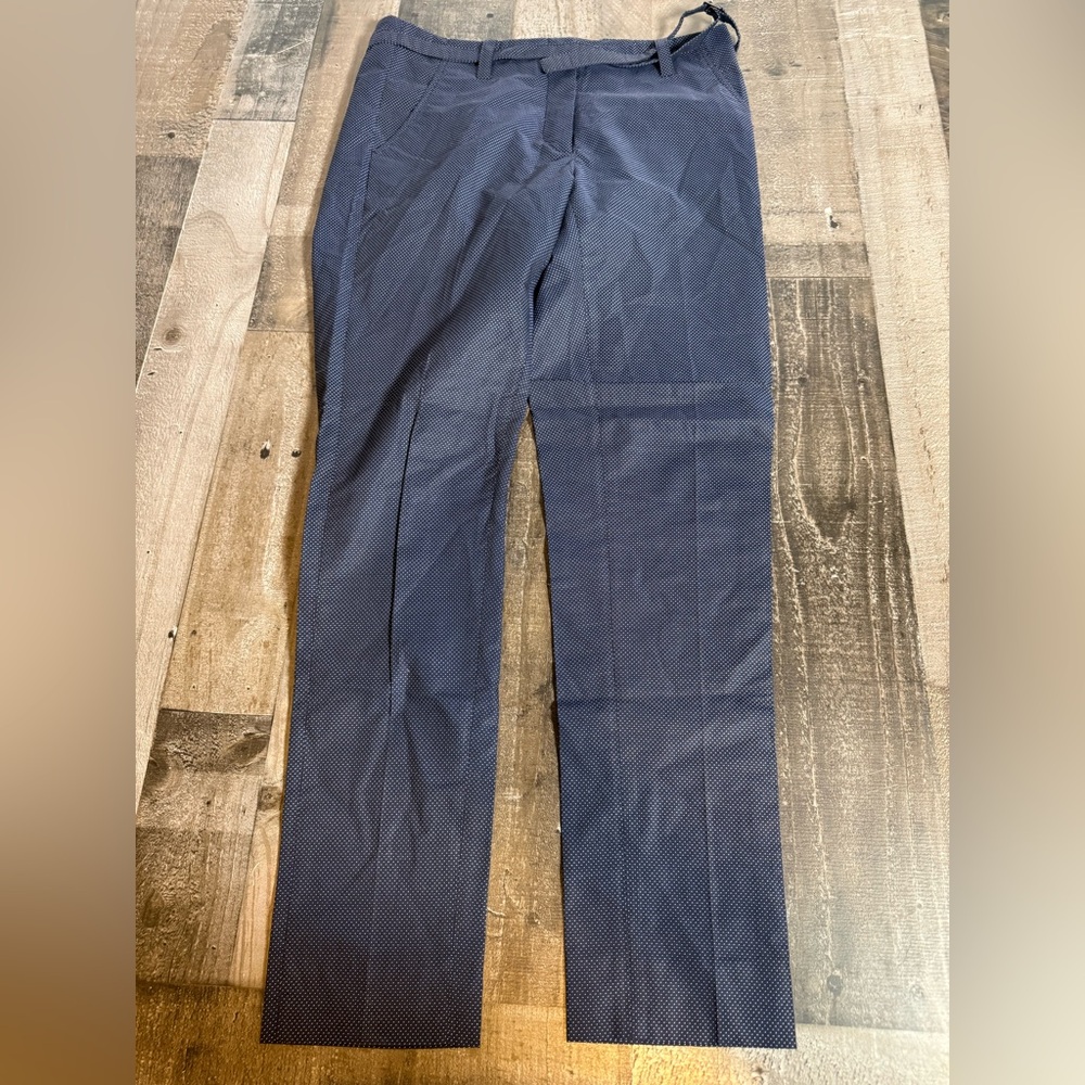 Equipment Polka Dot Silk Blend Tailored Pants Navy Workwear Minimalist Trouser 4